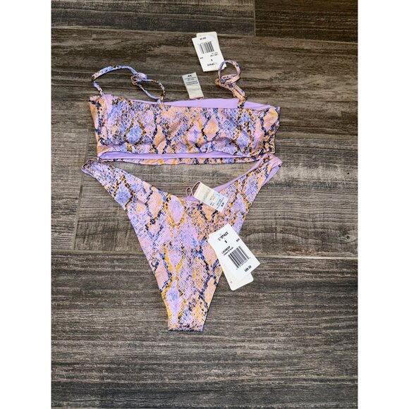 L SPACE By MONICA WISE Women's Purple Reversible Cabana/Rebel size SMALL NEW - Picture 3 of 5